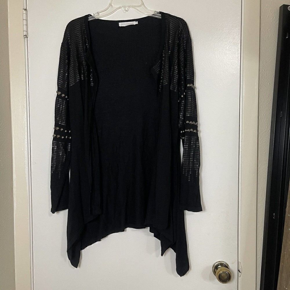 Anne Fontaine drape front knit button down studded cardigan sweater SZ 44 US-12